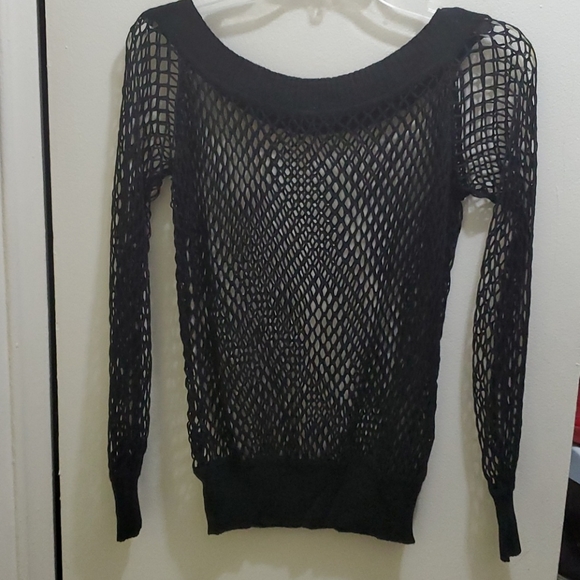 KAPALUA - BLACK MESH LONG SLV TOP - Picture 4 of 5